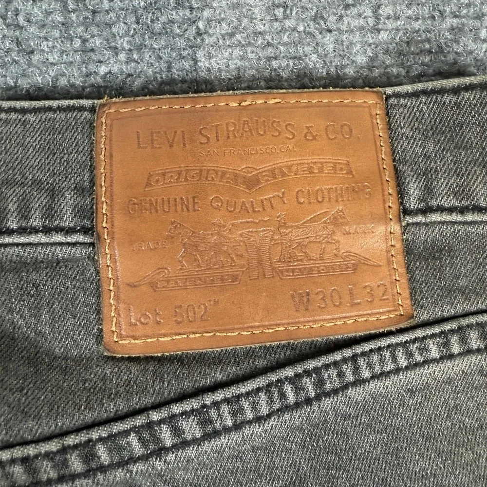 Levi's Jeans Mens 30x32 (Fits 28x31) Gray 502 Regular Taper Premium‎ Stretch